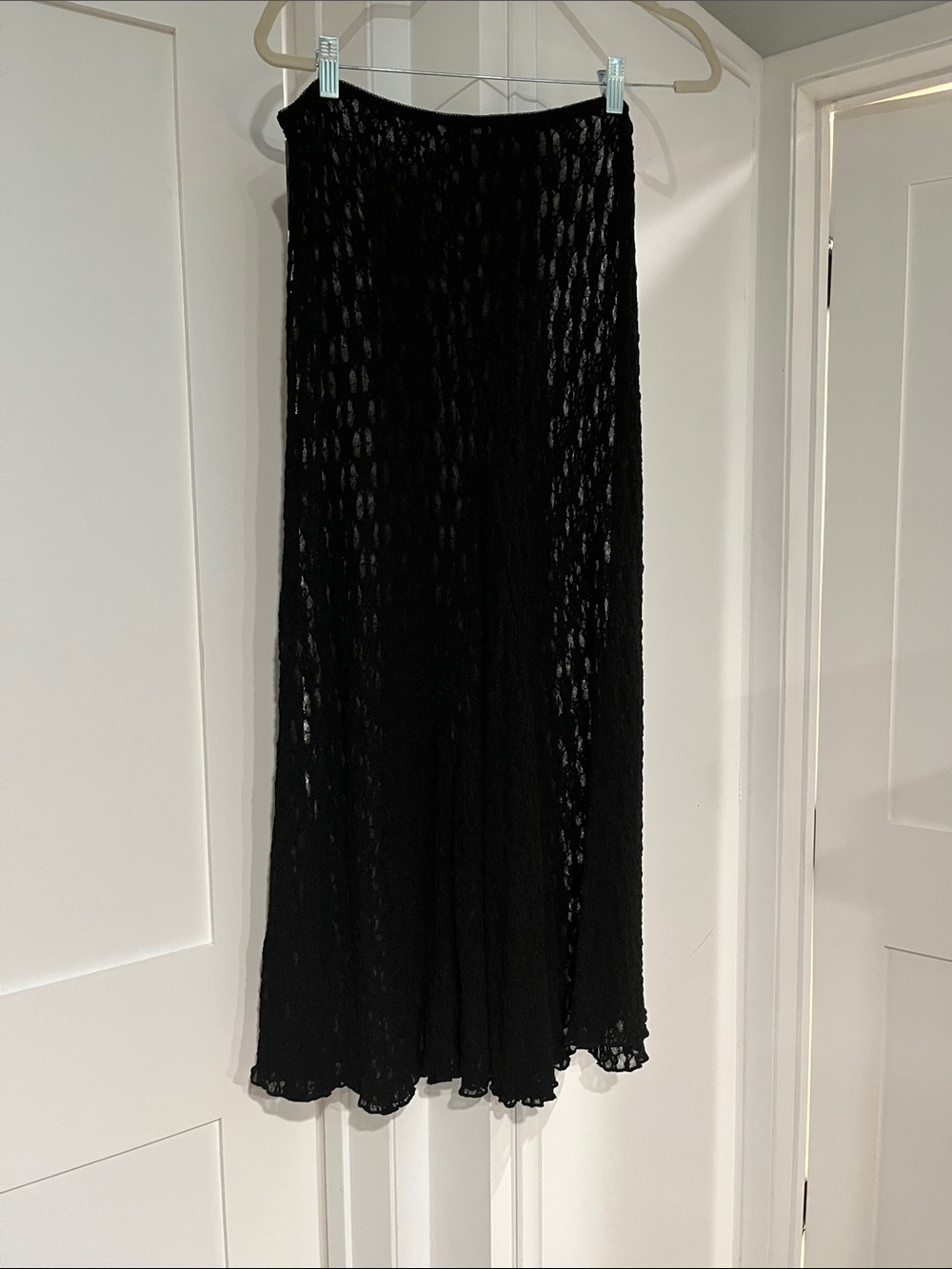 Zara Black Open-Knit Maxi Skirt